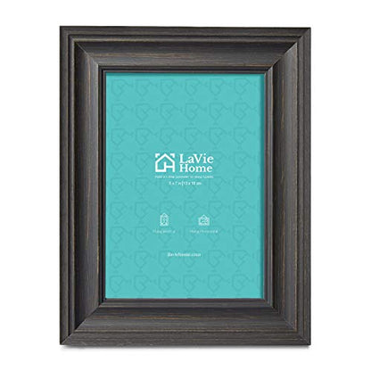 5x7 Picture Frames (3 Pack, Black Wood Grain) Rustic Photo Frame Set with High Definition Glass for Wall Mount & Table Top Display - color: Black, size: 5x7