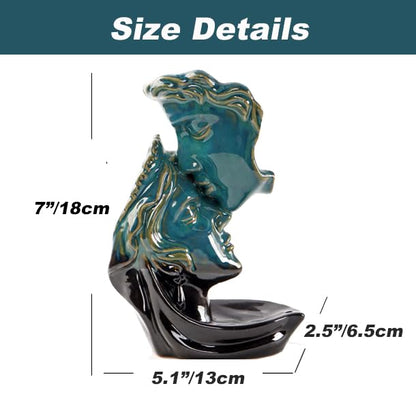 Man Kissing Woman Face Statue Backflow Incense Holder,Valentine's Day Waterfall Incense Burner Holder for Sticks Cones Home Office Yoga AI037 - color: Face Statue 2