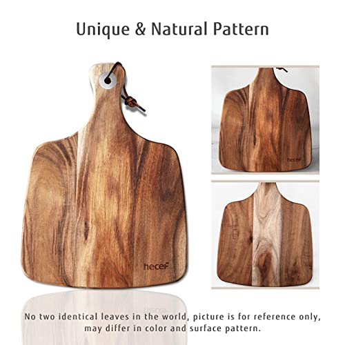 hecef Cheese Board set of 3,a Acacia Wood Cheese Plate, a Knife, a Fork, Charcuterie Board Platter Slate Serving Set for Appetizer Birthdays, Weddings, Housewarming (Cheese board with 2 knives) - size: Medium