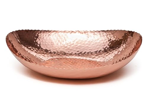 Monarch Abode Decorative Bowl for Home Decor – 12.75-Inch Copper Plated Hand Hammered Key Bowls for Entryway Table, Fruit & Potpourri Bowl for Centerpiece, Modern Catch All Key Holder Bowl - color: Copper Plated, size: 12.75 x 8.75 x 3.5