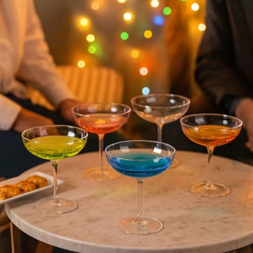 LemonRoad 24 Pcs Plastic Coupe Glasses 9 oz Disposable Martini Glasses for Cocktails, Champagne, Desserts and Espresso, Drinkware Set for Weddings, Birthday Parties, Home Bars (Clear) - color: Clear