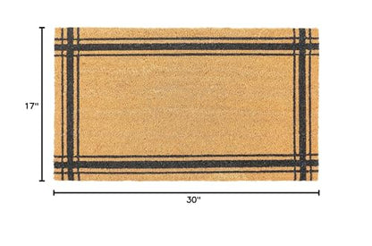 KAF Home Coir Doormat, Heavy-Duty, Weather Resistant, Non-Slip PVC Backing, 17 by 30 Inches, Black - color: Black
