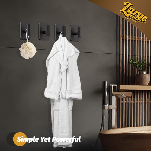 Heavy Duty Adhesive Hooks - 26lb Max, Sticky Wall Hooks Waterproof Stainless Steel for Hanging Towel, Coat, Robe, Towel Hooks Stick on Bathroom, Kitchen, Shower, Door (Black, 4 Pack) - color: Black-Cylinder4