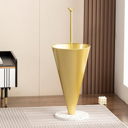 Home Umbrella Shape Metal Entrance Umbrella Stand Holder with Creative Handle Commercial Umbrella Racks with Bottom Foot and Metal Frame for Entryway(Gold) - color: Gold