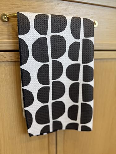 Kitchen Towels, Dish Towels for Kitchen, 3 Pc Kitchen Towel Set | Microfiber Waffle Towels, 16 x 26 inches, with Hanging Loops, Reusable Tea Towels, Cute Kitchen Towels - 3 Pack - color: Black/Gray