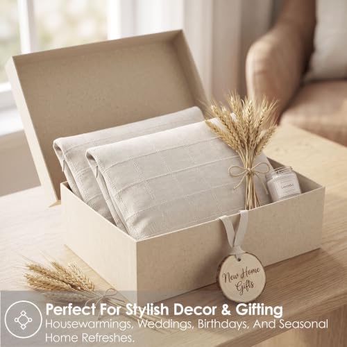 Linen Burlap Textured Pillow Covers 20x20 Inch Beige Set of 2 | Plaid Pillow Covers with Hidden Zipper,Soft Farmhouse Cushion Covers for Couch Sofa Living Room Bedroom,Machine Washable - color: Beige, size: 20" x 20" (Pack of 2)