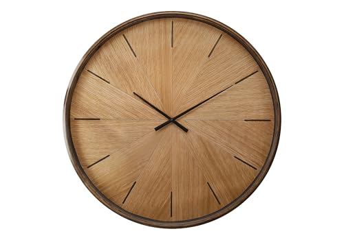 Monarch Specialties I 9022 Clocks, 30" Round, Large Oversized, Wall Clock, Brown, Modern, Contemporary