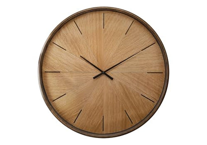Monarch Specialties I 9022 Clocks, 30" Round, Large Oversized, Wall Clock, Brown, Modern, Contemporary