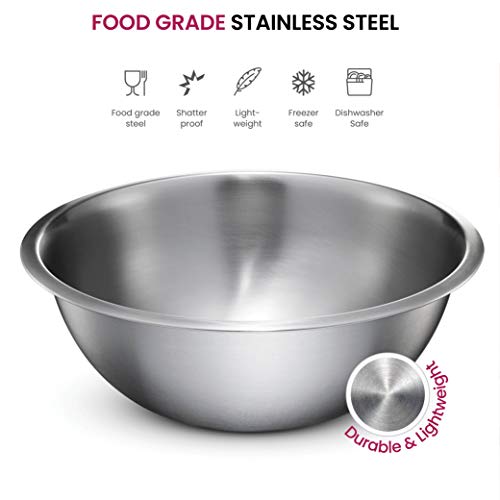 FineDine Stainless Steel Mixing Bowls Set, 6-Piece Metal Bowls | Stainless steel bowls, nesting design saves space, dishwasher safe, prep bowls, baking bowls, cooking bowls - size: 6 Pack