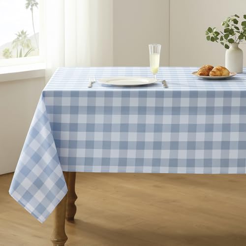 Checkered Tablecloth Rectangle Waterproof Gingham Table Cloth Washable Buffalo Plaid Table Cover Wrinkle Free for Kitchen, Dining and Outdoor Picnic, 60 x 102 Inch, Light Blue and White - color: Light Blue and White, size: 102" x 60" (Rectangular)