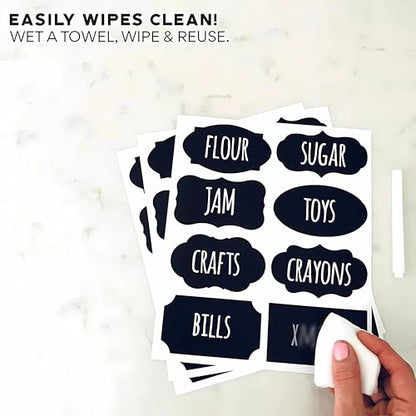 244pcs Chalkboard Labels with 2 Chalk Marker Removable Labels | Erasable Reusable labels for Jars, Craft Rooms,Storage, Pantry Containers and Storage Bin Organize Your Home Kitchen