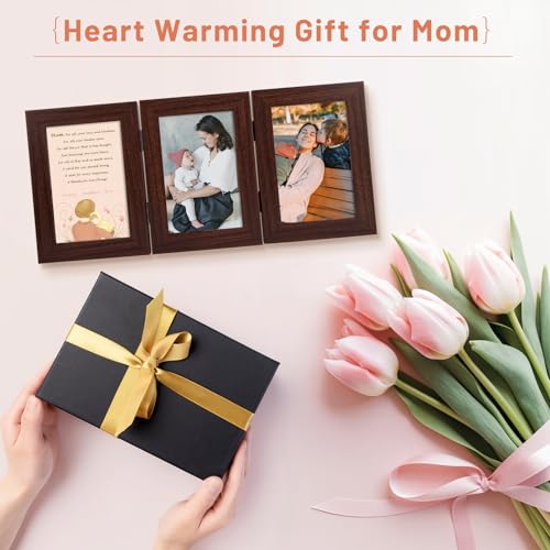 Golden State Art, 4x6 Triple Picture Frame Brown- Real Glass, 2 Pack | Trifold Photo Frame Vertical Display for Desktop - Three Folding Picture Collage - color: Brown, size: 4x6(2 Pack)