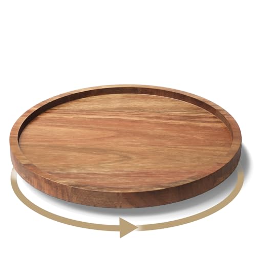 VERTORGAN Lazy Susan Bamboo Organizer for Kitchen,Cabinet(Small) | 360 Rotating Turntable,Spice Rack,Serving Tray,Pantry Vanity Organizer,Countertop Space-Saver - size: 8.6in