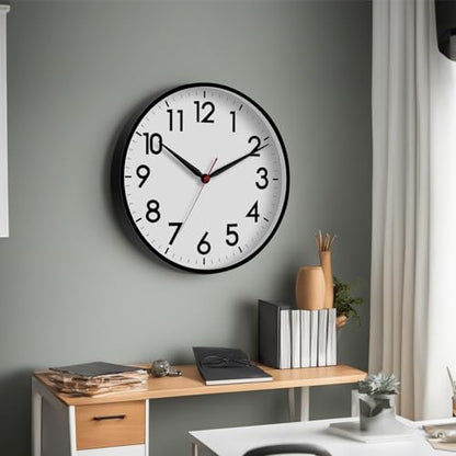 AKCISOT 16 Inch Wall Clock, Silent Battery Operated Analog Clock, Black | Large Size | Living Room | Kitchen | Classroom | Office | Easy to Read Numbers - color: A_black, size: 16 Inch