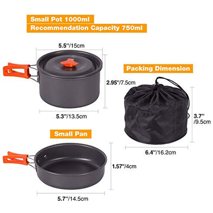 REDCAMP 6/10/11/12/14/15/19 PCS Camping Cookware Mess Kit Camping Gear Campfire Utensils Lightweight Stackable Pot Pan Bowls Soup Spoon with Storage Bag for Camping, Backpacking, Outdoor Cooking - style: Orange,10 Pcs