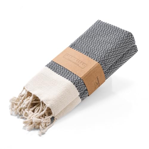 BAY LAUREL Turkish Hand Towel – Pack of 2 | Soft & Absorbent Decorative Towels for Bathroom, Hand, Face, Hair, Gym, Yoga, SPA, Kitchen & Tea | Boho Decor (Dark Gray, Diamond 16x40 Inches (Set of 2) - color: Dark Gray, size: Diamond 16x40 Inches (Set of 2)