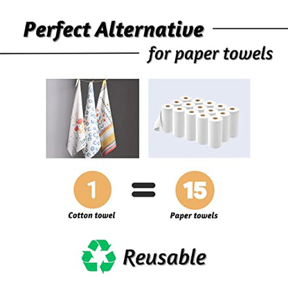 Folkulture Cute Kitchen Towels - Summer Kitchen Towels with Hanging Loop | 100% Cotton, Machine Washable, Tea Towels for Dying Dish Kitchen Essentials, Housewarming Gifts New Home, 20 X 26 Inch - color: Bloom