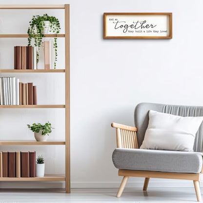 ENGVZ Wood Picture Frame Wall Decor Building A Shared Life Together Sign | 15.8 X 5.9 X 0.78 Inches, Rustic Wooden, Handwritten Text, Marriage Gift, Living Room Bedroom Display - color: Family 3