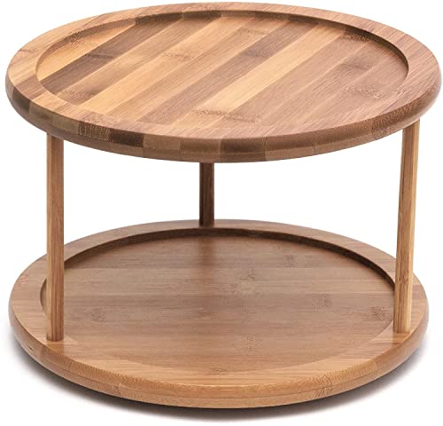 Lipper International 8302 Bamboo Wood 2-Tier 10" Kitchen Turntable - color: Bamboo Wood, size: 10" Diameter, 2-Tier
