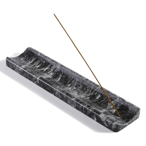 Marble Incense Holder, Incense Holder for Sticks, Incense Sticks Holder Ash Catcher for Meditation Yoga SPA, Natural Stone Incense Burner, Home Table Decor (Black) - color: Black