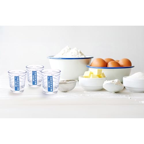 Kolder Mini Measure Heavy Glass, 20-Incremental Measurements Multi-Purpose Liquid and Dry Measuring Shot Glass, Blue, Set of 3 - color: Blue, size: Set of 3