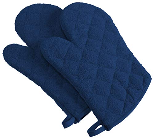 DII Basic Terry Collection 100% Cotton Quilted, Oven Mitt, Nautical Blue, 2 Piece - color: Nautical Blue, size: Oven Mitt