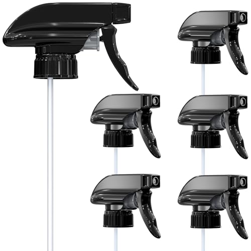 ALPENKOK 6 Pack Spray Nozzle for Bottles, Trim-To-Fit Tube; Plastic (Black) | Spray Bottle Nozzle Replacement; Fits 8 and 16 Oz; Trigger Sprayer with Mist, Stream & Off Modes; for Cleaning and Garden - color: 6 Pcs Black