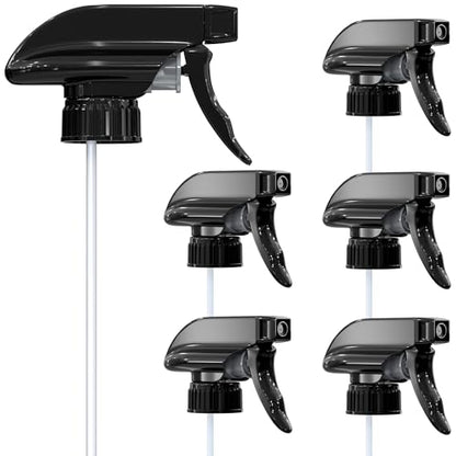 ALPENKOK 6 Pack Spray Nozzle for Bottles, Trim-To-Fit Tube; Plastic (Black) | Spray Bottle Nozzle Replacement; Fits 8 and 16 Oz; Trigger Sprayer with Mist, Stream & Off Modes; for Cleaning and Garden - color: 6 Pcs Black