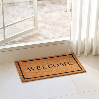 KANKUN Coco Coir Door Mat with Heavy Duty Backing, Welcome Doormat (17" x 30"), Doormat Entrance (Welcome2-2Pack) - color: Welcome2 - 2pack