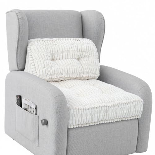 idee-home Recliner Cushions with Lumbar Support Pillow Set for Elderly | 20x20x5 Inch Recliner Seat Cushion Tufted, Large Square Seat Cushion Non-Slip Reduce Hip & Lumbar Pain - color: Beige Seat&lumbar