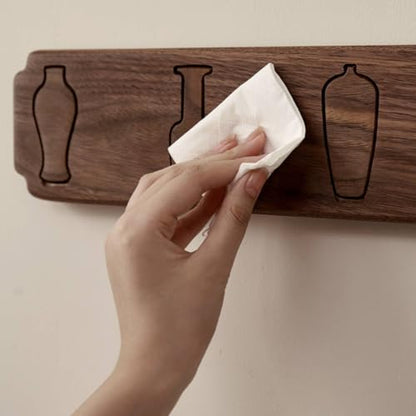 Fenteer Wall Hook Coat Rack Hanger Peg Rail Solid Wood Foldable Hooks Peg Design With Engraved Bottle Shapes Suitable for entryway hallway foyer mudroom cabin, Art Antique Bottle 8 Hooks Color Block