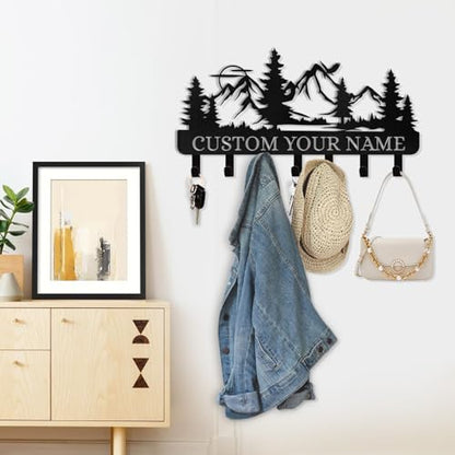 Personalized Key Holder for Wall | Metal Key Holder Hooks Organizer Rack | Mountain Key Holder Wall Mount | Key Hooks on Wall | Key Hanger Wall Hanging for Kitchen Bedroom Hallway Office - color: 01 Mountain