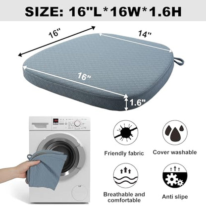 BUYUE Luxury 100% Pure Memory Foam Chair Cushion 1 Pack, Jacquard 16" U-Shape Comfortable Dining Chair Pad, Removable Slip Resistant Kitchen Chair Seat Cushion, (1 Piece, Sky Blue) - color: Sky Blue