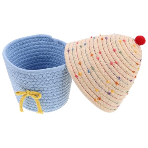 Yardwe Cotton Rope Woven Storage Basket for Organizing and Household Items with Lid Spacious Capacity Decorative Basket with Boho Minimalist Style for Room Storage and Living Room Decor