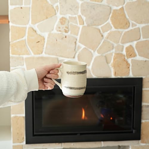 Bosmarlin Ceramic Coffee Mug Set of 4, 23 Oz, Coffee Cups with Big Handle, Microwave and Dishwasher Safe (Beige) - color: Beige