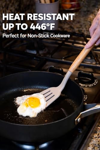 Silicone Cooking Utensils Kitchen Utensil Set - 446°F Heat Resistant Silicone Kitchen Utensils Set, Spatula,Turner Tongs, Spoon, Brush, Whisk,Kitchen Gadgets for Nonstick Cookware, BPA Free (Beige) - color: Beige