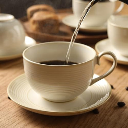 12Oz Coffee Cups with Saucers, Ceramic Espresso Cup Set of 4, Cappuccino Cups Set, Tea Mugs and Saucer, Microwave Dishwasher Safe Drinkware for Home, Cafe, Housewarming Gifts - color: B - 12oz