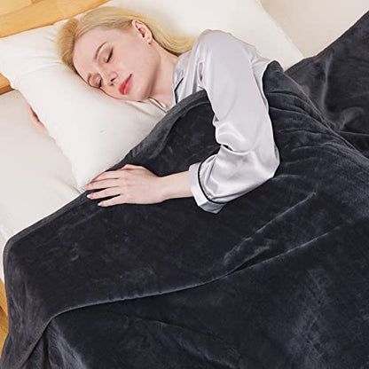 Richave Fleece Blanket Twin/Twin XL Lightweight Extra Long Throw for The Bed Warm Sofa Blanket 66" x 90"(Dark Grey Twin) - color: Dark Grey, size: Twin (90-Inch-by-66-Inch)