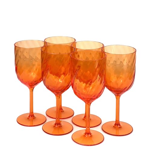 Yalin Set of 6 Unbreakable 15 oz Acrylic Plastic Wine and Water Tumbler Stackable Goblets. (Orange, 15 oz) - color: Orange, size: 15 oz