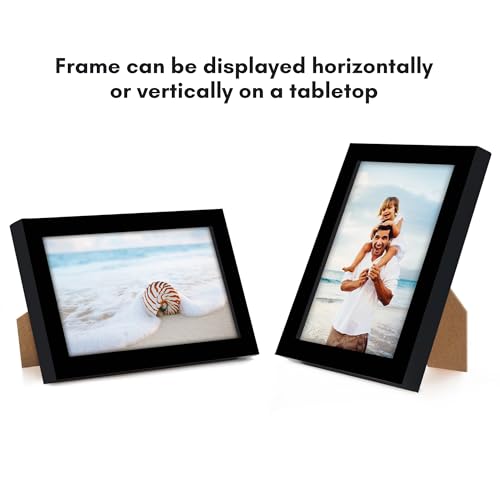 Americanflat 3x5 Picture Frame - Slim Molding - Black | Wall or tabletop display with included easel, secure turn-tab backing, fits photos, posters and art - color: Black, size: 3x5
