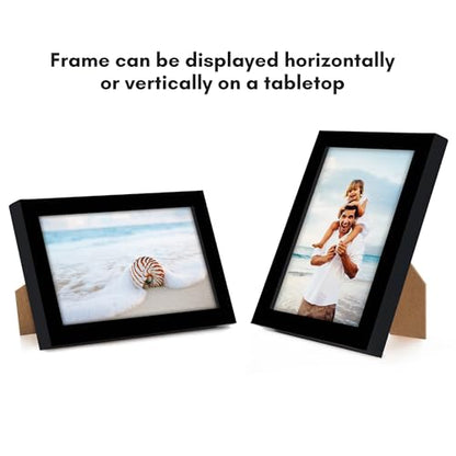 Americanflat 3x5 Picture Frame - Slim Molding - Black | Wall or tabletop display with included easel, secure turn-tab backing, fits photos, posters and art - color: Black, size: 3x5