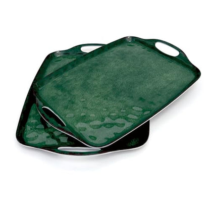 TP Melamine Serving Trays with Handles, 19" x 12", Set of 2, Retro Green | Large Rectangular Trays, Serving platters, Turkey and Party Serving, Lightweight, Break-resistant - color: Retro Green, size: 19" x 12"