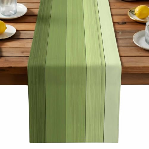 Vandarllin Table Runners Small 13X36 Inches Ombre Moss Green,Cotton Linen Farmhouse Retro Rustic Barn Wood Texture Tablecloths Non-Slip Party Table Decorations for Kitchen,Home,Dining,Outdoor, - color: Moss Green, size: Small 13x36
