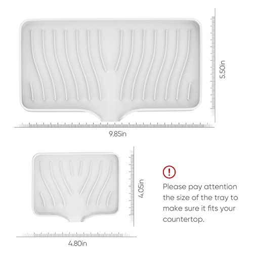 Kitchen Sink Tray,Self Draining Kitchen Soap Tray Soap Holder Silicone Sponge Holder for Kitchen Sink,Kitchen Bathroom Sink Caddy Sink Organizer for Sponge,Soap Dispenser,Dish Scrubber,Palm Brush - color: White