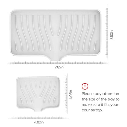 Kitchen Sink Tray,Self Draining Kitchen Soap Tray Soap Holder Silicone Sponge Holder for Kitchen Sink,Kitchen Bathroom Sink Caddy Sink Organizer for Sponge,Soap Dispenser,Dish Scrubber,Palm Brush - color: White