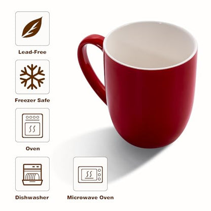 Urbanstrive 16 oz Large Coffee Mug with Handle Tea Cup Novelty Coffee Cup for Men Women Office Work, Red - color: Red