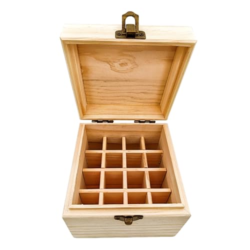 Anktily Unfinished Wooden Storage Organizer Box with Lid, Unpainted Wood Case Box for Small Keepsakes, Jewellery, Tea Bag Holder Case (16 Grids) - style: 16 Grids