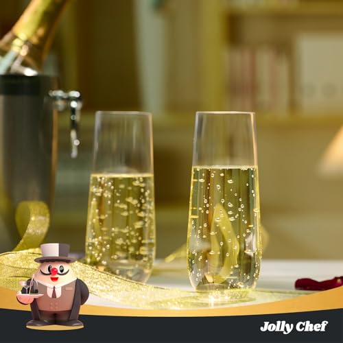 JOLLY CHEF 36 Pack Stemless Plastic Champagne Flutes 9 oz, Crystal Clear Stemless Plastic Toasting Glasses, Clear Disposable Unbreakable Drinkware Ideal for Wedding, Birthday, Party, Thanksgiving - color: Clear