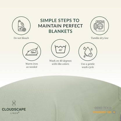 CSL 100% Cotton Throw Blanket, Breathable Summer Blankets, 50"x70", Seafoam - color: 02. Sea Foam, size: Throw (50" x 70")