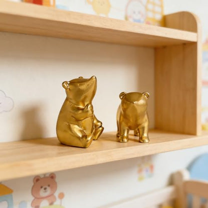 Golden Bear Figurines, 2.5“-3" H Nordic Home Decor Sculptures, Matte Golden Animal Statues Shelf Accent, Small Cute Tabletop Ornament for Room Coffee Table Office, Decoration Gift - Set of 2 - style: Golden Bears